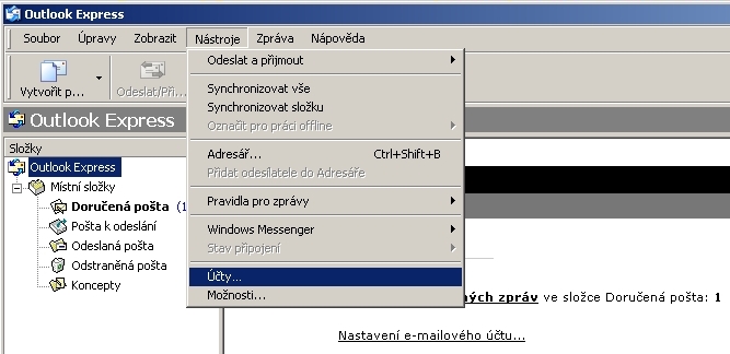 Nastaven mailu pro Outlook Express